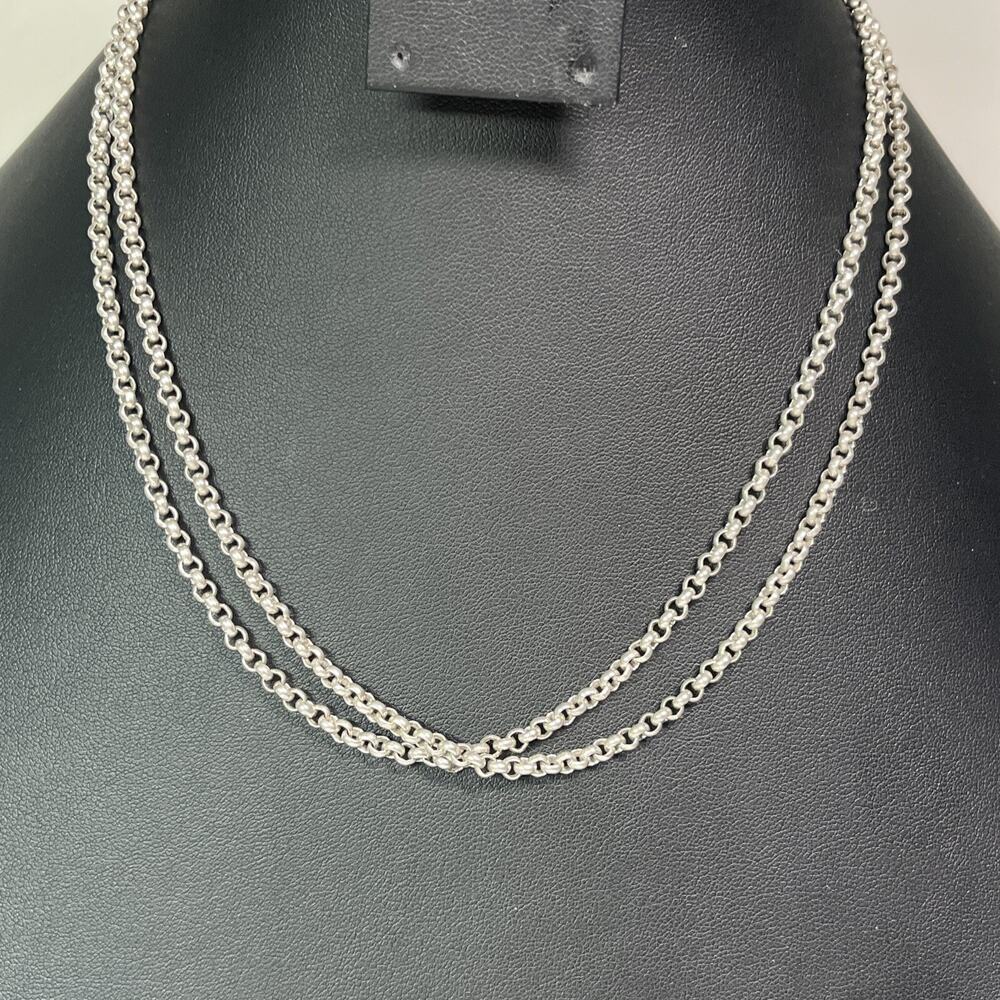 Vintage Designer Couture Signed RM Sterling Silver 925 Chain Necklace 2 Strands